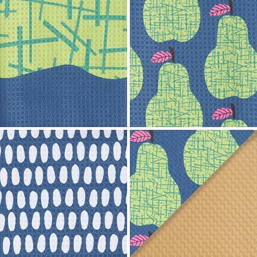 Ritz 6-Piece Pear Microfiber Kitchen Set – Retro Prickly Botanical Orchard - Image 2