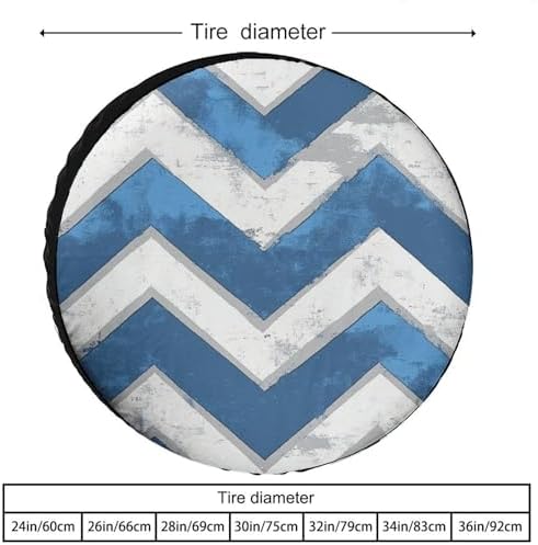Heavy Duty Spare Tire Cover 14inch Blue and White Chevron Protectors - Image 2