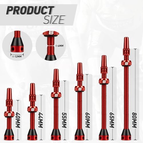 BWSHLF Tubeless Presta Valve Stem 40/44/55/60/65/70/80/100 mm, Super Light - Image 3