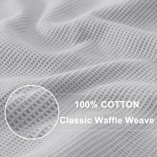 Homaxy 100% Cotton Waffle Weave Dish Cloths, 6 Pack, Light Grey - Image 2