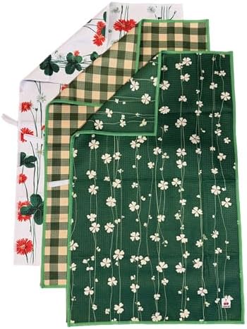 Cerise St Patricks Kitchen Towels, Waffle Weave Microfiber, 3 Pack by CERISE
