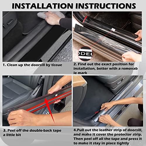 Door Sill Protector for Tesla Model 3, 4 Pieces Door Entry Protectors Strips - Image 6