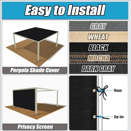 Amagenix 90% Shade Fabric 17'X 19' Black Sun Shade Cloth - Image 4