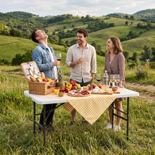 DUMOS 4 FT Folding Picnic Table, Portable Plastic Table - Image 2
