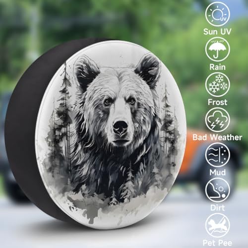 Rv Spare Tire Cover Wheel Mountain Bear Gray Tire Covers Wheel Protectors - Image 3
