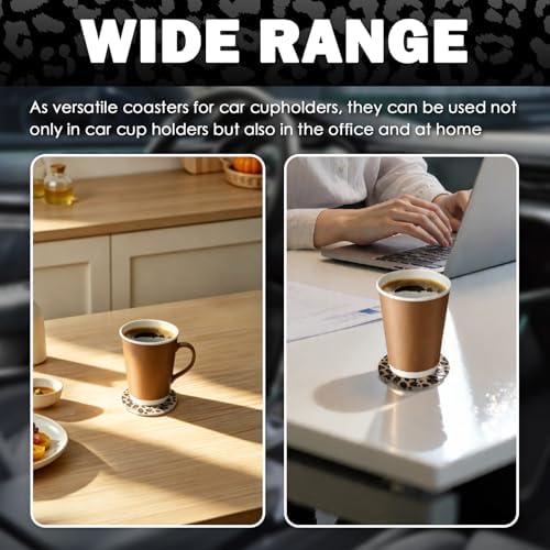 2PCS Car Cup Coasters, 2.6 Inch Leopard Print Cup Holder Coasters - Image 7