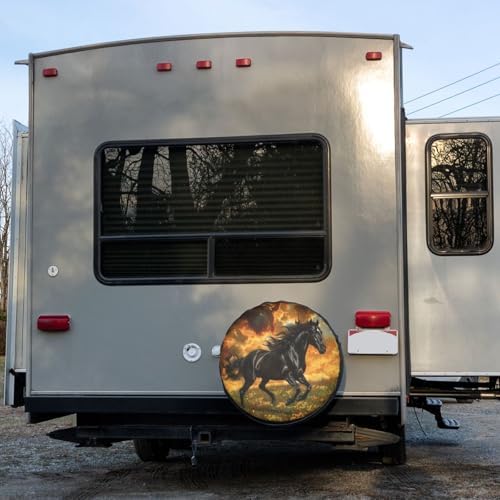 3D Horse Print Spare Tire Cover Dust-Proof Wheel Tire Cover Fit Trailer - Image 6
