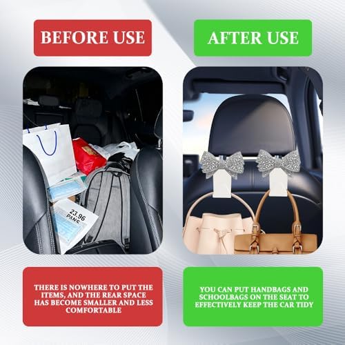 2PCS Car Seat Headrest Hooks, Car Bag Hooks, Cute Bow Knot Vehicle Seatback - Image 7