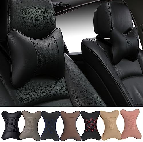 2 Packs Car Neck Pillows, Dual-Side PU Leather Car Headrest by Professinalcaraccessories