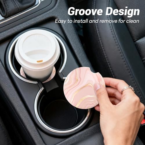 Car Cup Holder Ceramic Coasters 2 Pack, 2.56 in Anti Slip Absorbent Coaster - Image 7