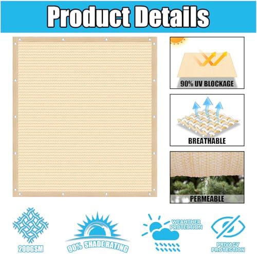 Amagenix 90% Pergola Shade Cover 6' X 15' Sun Shade Cloth - Image 3