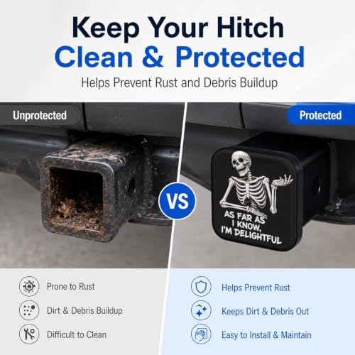 Funny Skull Skeleton 2" Hitch Cover, Rubber Towing Hitch Covers Hitch Protector - Image 5