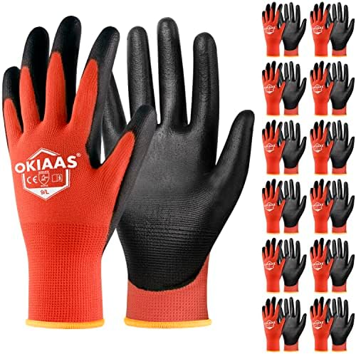 OKIAAS Men's Large Red Ultra-Thin Lightweight Working Gloves by OKIAAS