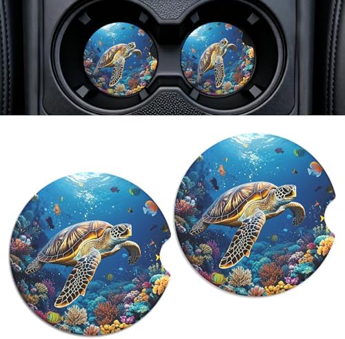 2 Pack Ceramic Car Coasters for Cup Holder, 2.56 in Anti Slip Absorbent Coaster by Rueneaj