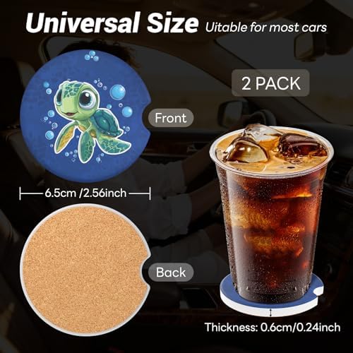 Car Cup Holder Ceramic Coasters 2 Pack, 2.56 in Anti Slip Absorbent Coaster - Image 4