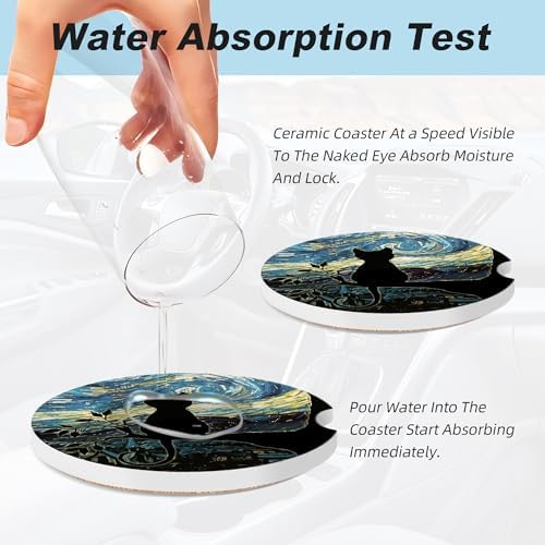 Aesthetic Black Cat Car Coasters - Image 5