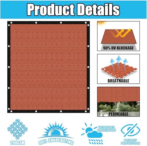Amagenix 90% Pergola Shade Cover 8' X 20' Sun Shade Cloth - Image 3