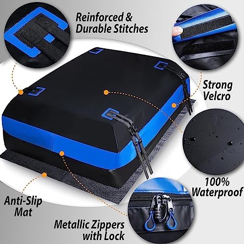 Zone Tech 21 Cubic Feet Car Rooftop Cargo Bag Carrier Soft Shell Waterproof - Image 2