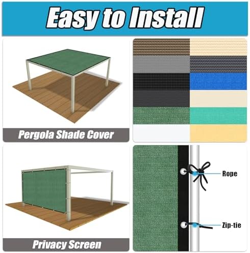Amagenix 90% Pergola Shade Cover 8' X 12' Sun Shade Cloth - Image 4
