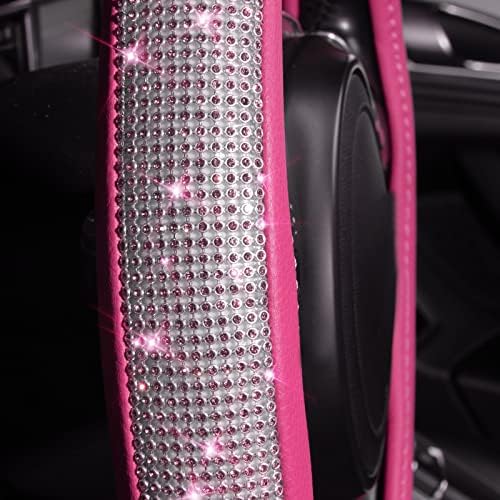 CAR PASS Bling Diamond Leather Steering Wheel Cover, - Image 4