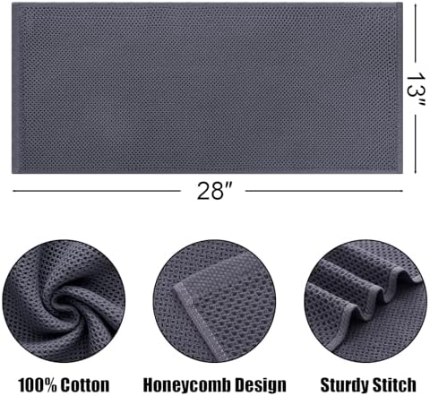 Kitinjoy 100% Cotton Waffle 6-Pack Kitchen Towels, Dark Grey - Image 2