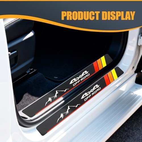 Craedli 4PCS Tri-Color Door Sill Protectors, Carbon Fiber Car Front Rear Door - Image 6