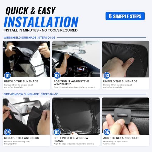 9PCS Car Window Shades for Toyota Highlander 2022-2025, Full Set Windshield - Image 7