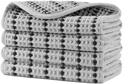 POLYTE 430 GSM Poly Blend Microfiber Waffle Wash Cloth Face Towel, 13x13 in by Polyte