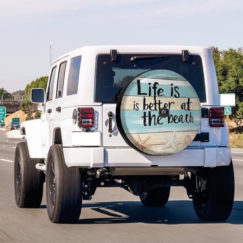 Delerain Spare Tire Cover with Backup Camera Hole Life is Better at the Beach - Image 2