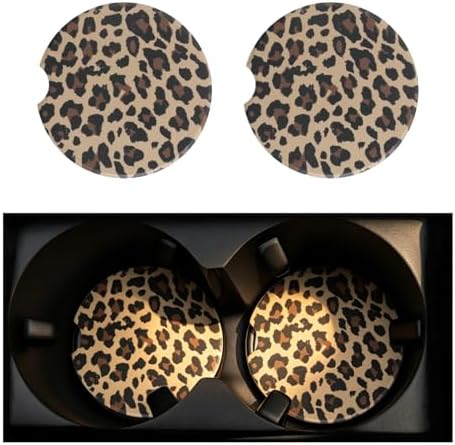 2PCS Car Cup Coasters, 2.6 Inch Leopard Print Cup Holder Coasters by Unknown