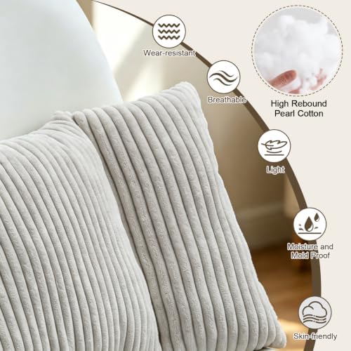 Corduroy Split Lumbar Support Pillow, 24×12×4 Inches Ergonomic 3 Section Back - Image 3