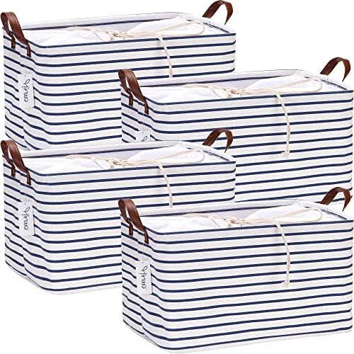 Hinwo 4-Pack Large Canvas Fabric Storage Baskets by Hinwo