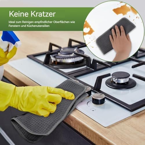 KinHwa Waffle Microfiber Dish Cloths Gray Kitchen Towels, Washcloths - Image 4