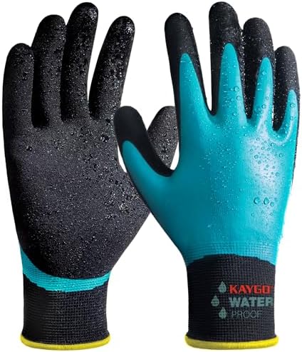 KAYGO Waterproof Work Gloves, Non-Slip Double Latex Coated by KAYGO