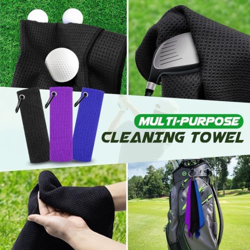 Golf Towel 3 Pack 16" X 16" Microfiber Waffle Pattern Golf Cleaning Towel - Image 7