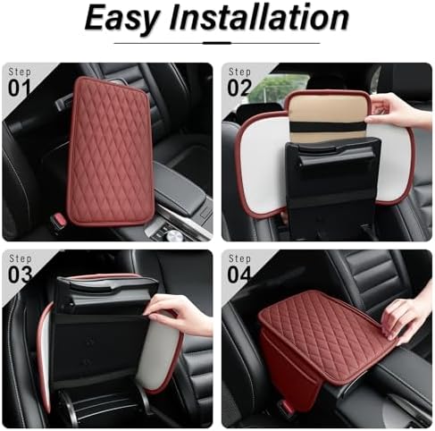 Amiss Car Center Console Cover, Upgraded Leather Car Armrest Cushion - Image 4
