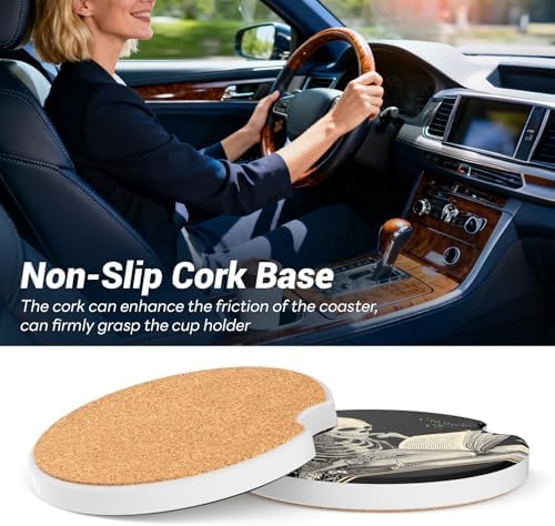 Car Cup Holder Ceramic Coasters 2 Pack, 2.56 in Anti Slip Absorbent Coaster - Image 6