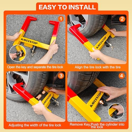 KAYCENTOP Universal Weel Lock Clamp, Wheel Chock Lock, Tire Lock Anti Theft - Image 6