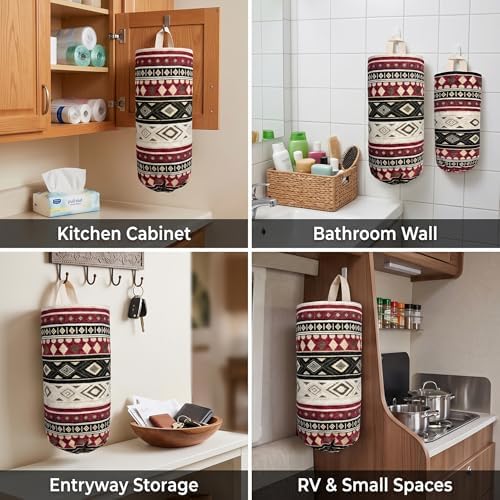 Plastic Bag Holder, Wall Mount Grocery Bag Dispenser, Cotton Aztec Jacquard - Image 5