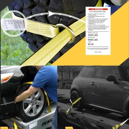 Car Tie Down Straps with J Finger Hook Lasso Ratchet Strap 2 Inch x 96 Inch- - Image 6