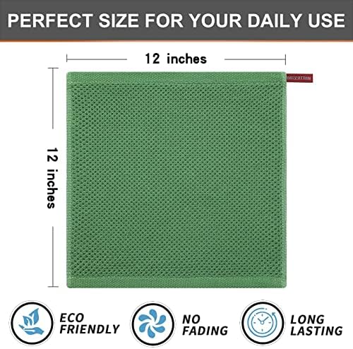 Kitinjoy 100% Cotton Waffle 12-Pack Kitchen Towels, Grass Green - Image 5
