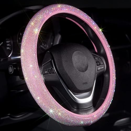 Car Steering Wheel Cover Pink for Women Bling Accessories Diamond Universal by Carwales