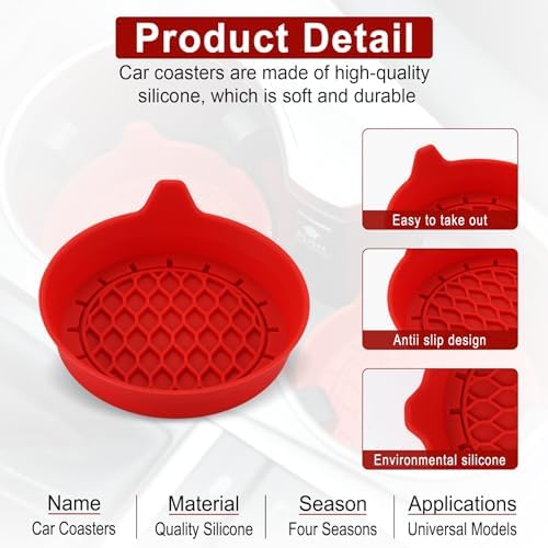 SINGARO Car Cup Holder Coaster, Silicone Cup Holder Insert, Universal Non-Slip - Image 4
