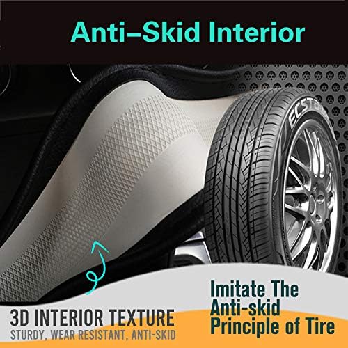 PINCTROT Large Size Steering Wheel Cover Great Grip 15.7In Black/Red Stitch - Image 5