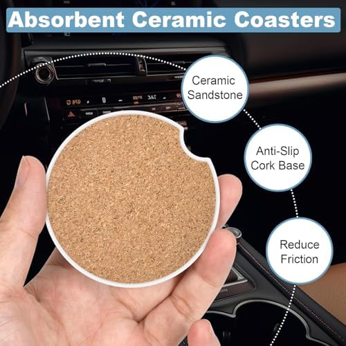Ceramic Car Cup Holder Coasters Set of 2, 2.56 in Cute Kitten - Image 4