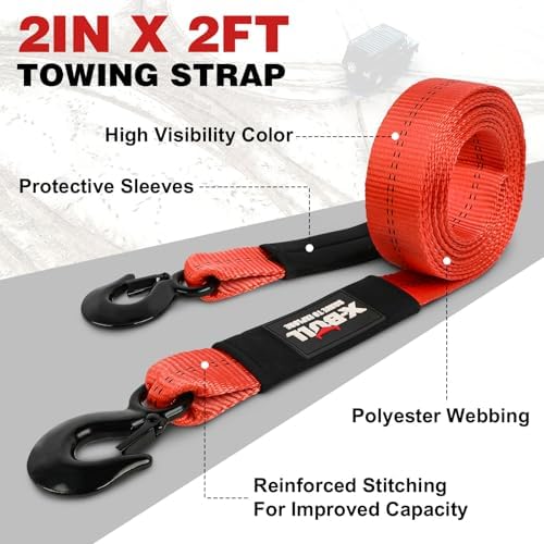 X-BULL Tow Strap with Forged Steel Hooks Lab Tested 10, 321lbs Break Strength - Image 2