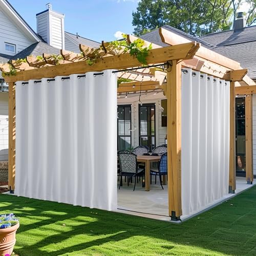 NICETOWN Gazebo Curtains Outdoor Waterproof W100 x L84 in Greyish White by NICETOWN