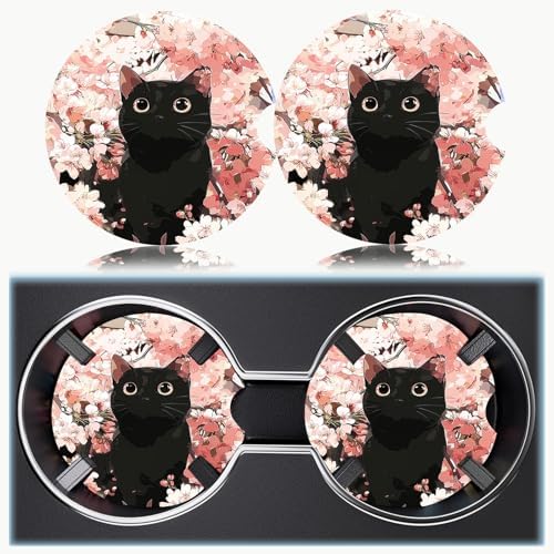 Ceramic Car Cup Holder Coasters Set of 2, 2.56 in Cute Kitten - Image 6