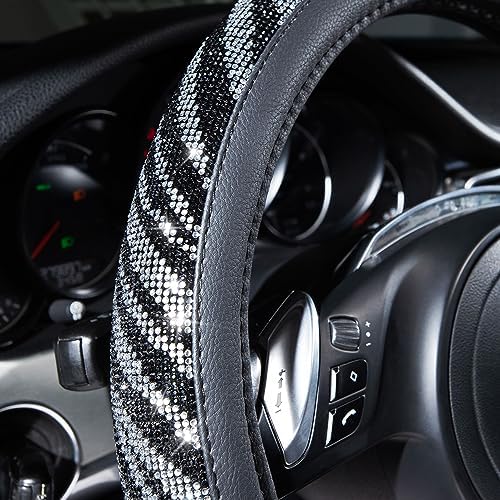 CAR PASS Bling Diamond Leather Steering Wheel Cover, - Image 2