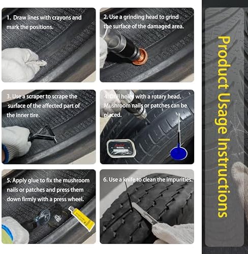 Tire Repair Patch Tools Complete Kit - 42mm Steel Buffing Wheel - Image 5